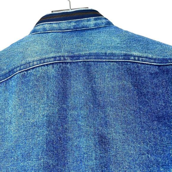 Vintage Cooper Sportswear Denim Jacket Moto Motorcycle Style Worn In SMALL 90s - Picture 7 of 10